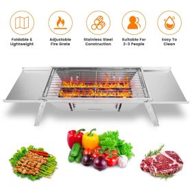 Foldable Charcoal BBQ Grill Stainless Steel Grill Net Easy Setup Portable Tabletop Barbecue Grill for Camping Picnic Outdoor Party Backyard