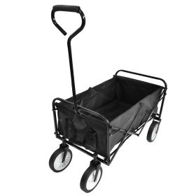 Folding Wagon Garden Shopping Beach Cart Black (Color: Black)