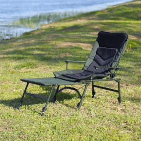 Camping Lounge Chair With Removable Footrest (Option: Blackgreenlong)