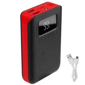 1Pc 1W MAh Portable Power Bank External Battery Pack Charger Dual USB Charge Interface With LCD Display Flashlight Type C Micro USB Lightning Inp (Color: Red)