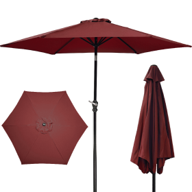Only Supports Self Pickup  Outdoor Patio Umbrella With Push-button Tilt And Crank Handle, Beach Umbrella For Shade With 6 Sturdy Metal Ribs, UV A (Option: Burgundy)